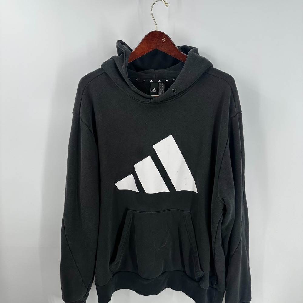 Vintage Adidas Prime Green Future Icons 3 Bar Logo Pullover Hoodie Black Size XL